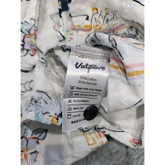 Mens L Aloha Shirt VatPave Button up Hawaiian Island Print Short Sleeve Beach - Picture 5 of 13